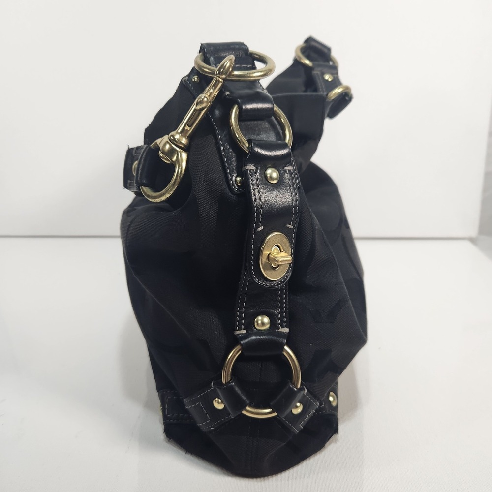 Coach Y2K Vintage Signature Carly Canvas Large Black Hobo Shoulder Purse - Picture 3 of 7